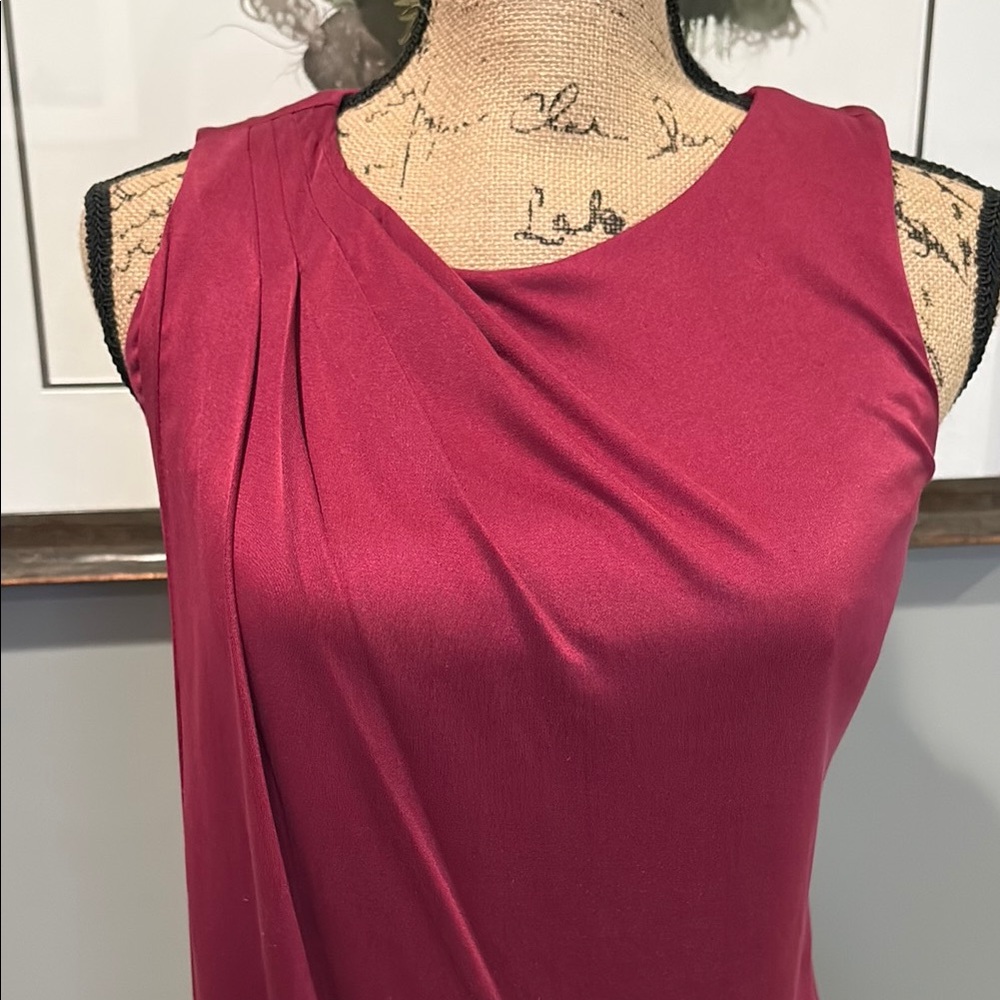 CoOp Barneys New York Burgundy Sleeveless Sheath Dress - Picture 4 of 11